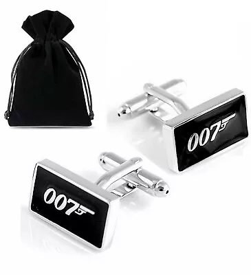 £9.99 • Buy JAMES BOND 007 > Mens Silver Black Zinc Alloy Gift Cufflinks + VELVET BAG